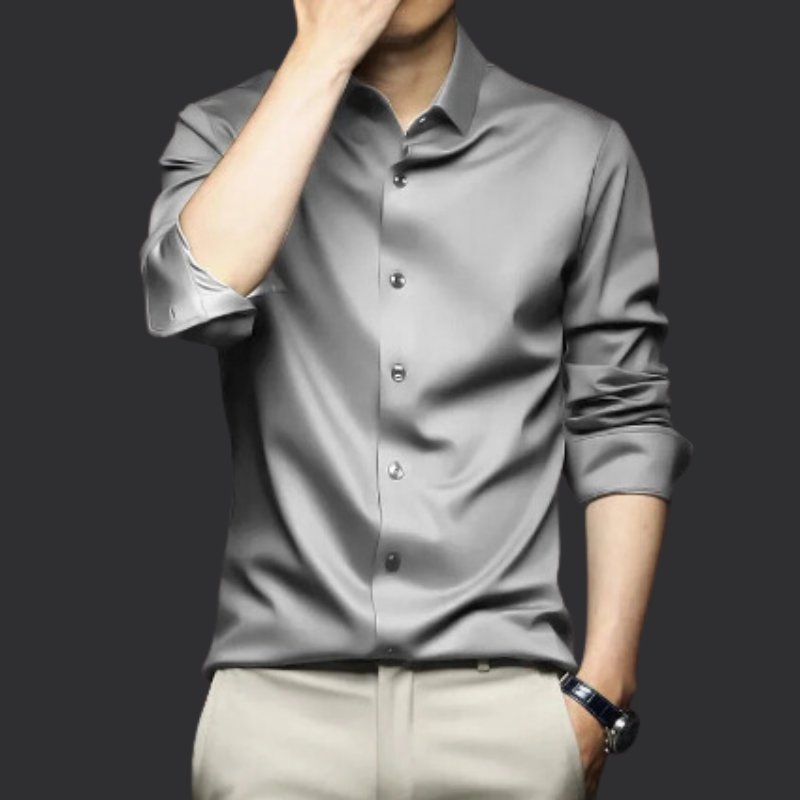 Camisa Social Masculina Seda Gelo