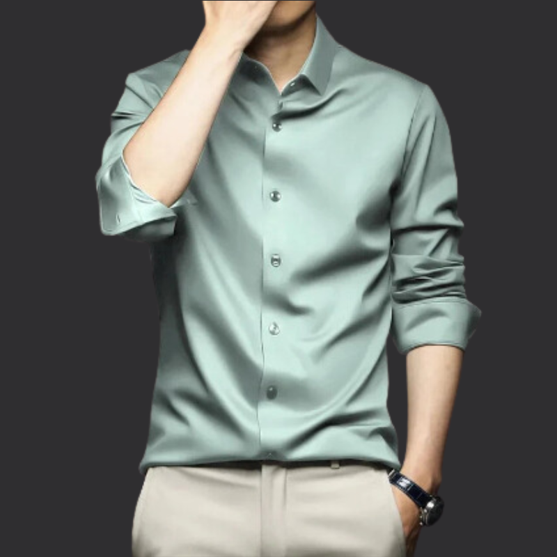 Camisa Social Masculina Seda Gelo