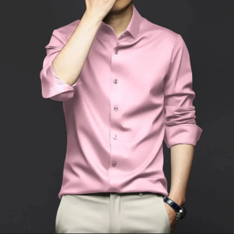 Camisa Social Masculina Seda Gelo