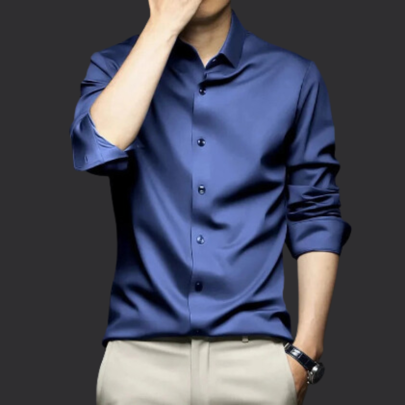 Camisa Social Masculina Seda Gelo