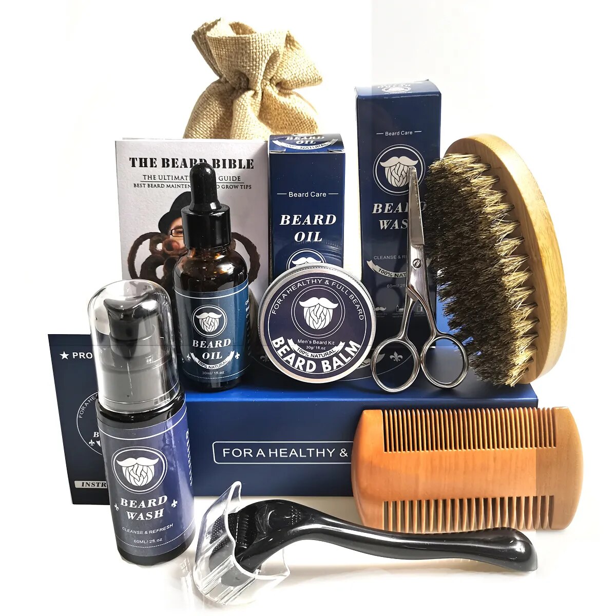 Kit de Cuidados com a Barba (8 itens)