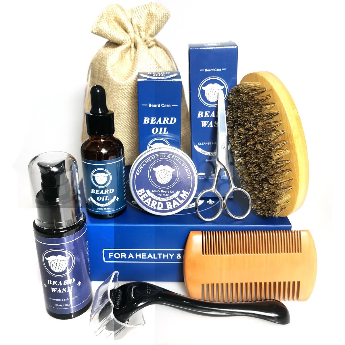 Kit de Cuidados com a Barba (8 itens)