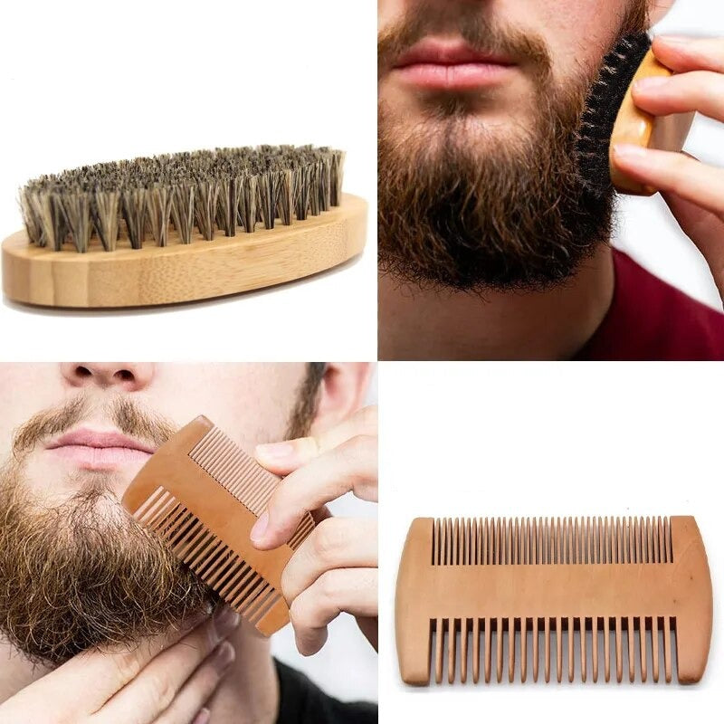 Kit de Crescimento e Cuidados com a Barba (8 itens)