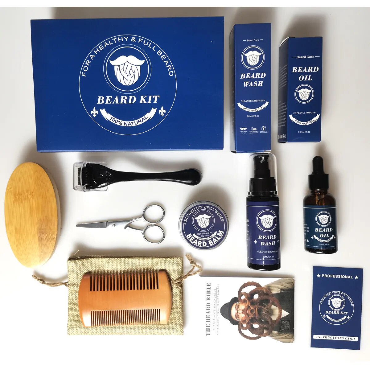 Kit de Cuidados com a Barba (8 itens)