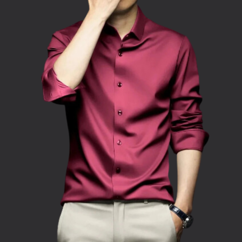 Camisa Social Masculina Seda Gelo