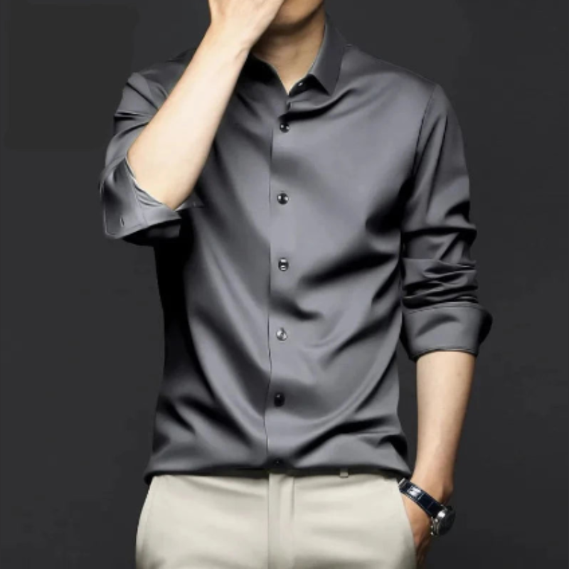 Camisa Social Masculina Seda Gelo
