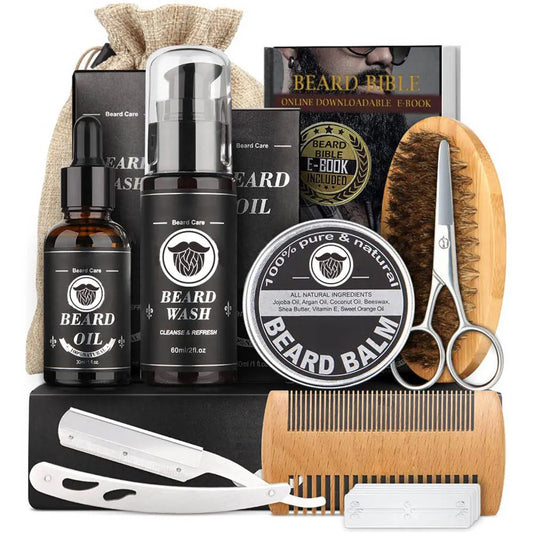 Kit de Crescimento e Cuidados com a Barba (8 itens)