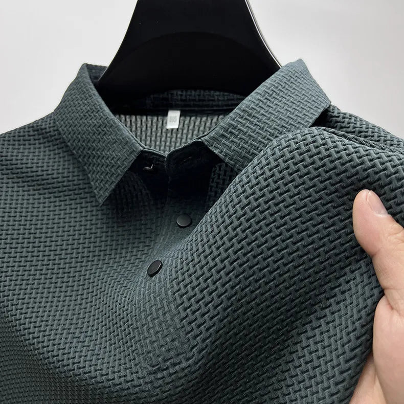Camisa Polo Renda Seda Gelo