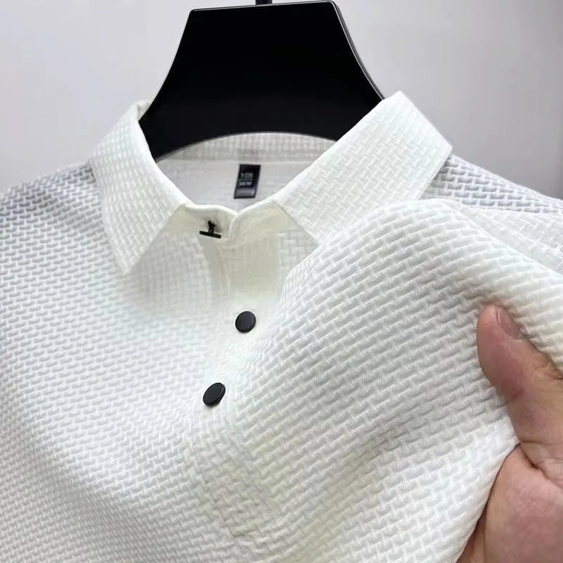 Camisa Polo Renda Seda Gelo